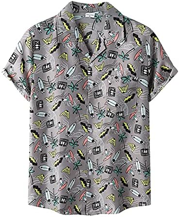Vintage majice za muškarce prugaste kratke rukave Havajska košulja Ljetna gumb dolje majica opuštena prikladna ležerna plaža vrhovi