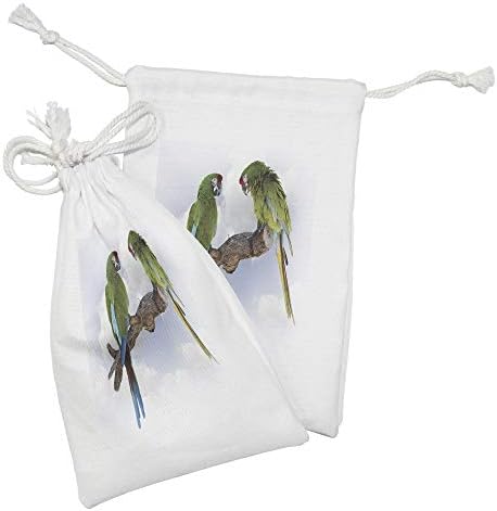Ambasonne papir za torbicu od 2, 2, 2 papiga makaw na grani koja govori ptice pametna stvorenja prirode, mala vreća za vuču za toaletne