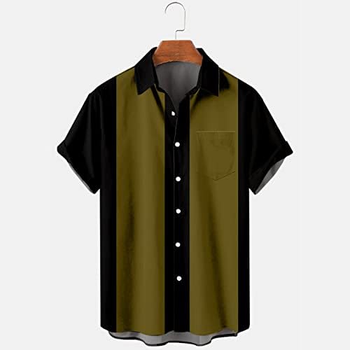 Muška prugasta ljetna košulja s kratkim rukavima Redovita gumba za uklanjanje dolje vintage ležerno kuglanje majice vrhovi