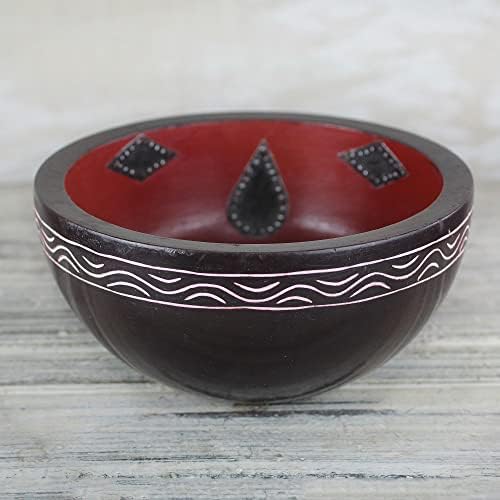 Novica Crvena aluminijska i drvena ukrasna zdjela, kolekcija '