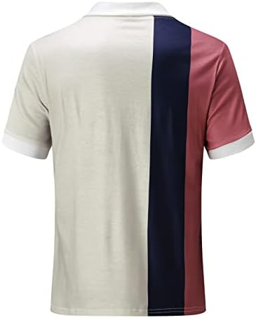 Wenkomg1 muški prugasti košulja s košuljom za košulje s V-izrezom vrhovi ljetne majice s kratkim rukavima majice solidne boje majica