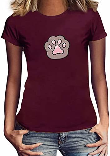 Ženska smiješna pseća šapa grafička majica Ljetna ležerna majica s kratkim rukavima, majice