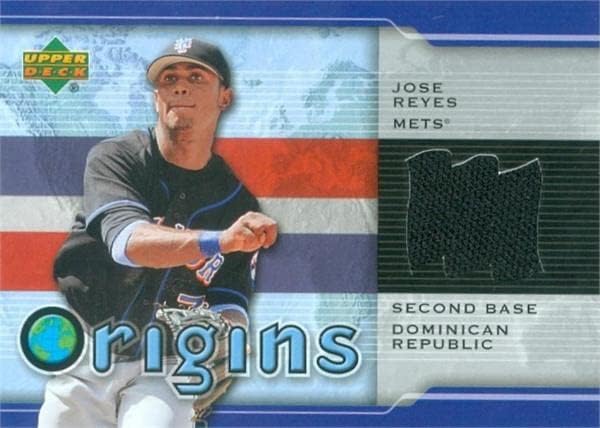Jose Reyes igrač istrošen Jersey Patch Baseball Card 2004 Podrijetlo na gornjem palubi orjr - MLB igra korištena dresova