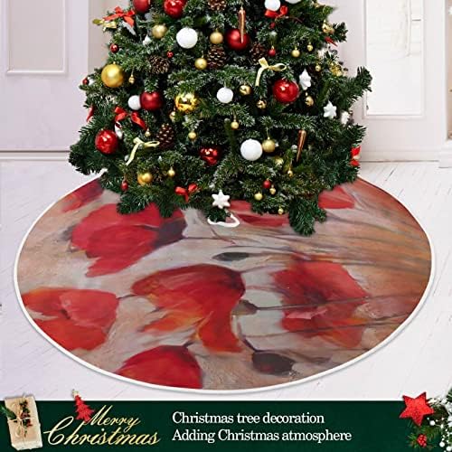 Oarencol mak crveni cvjetovi Slikanje umjetnosti božićno drvce suknja 36 inčni božićni odmor za zabavu ukrasa za stablo