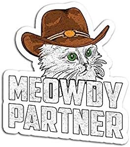 Meowdy partner Howdy kaubojska mačka - naljepnica Graphic - Auto, zid, laptop, ćelija, naljepnica kamiona za prozore, automobile, kamioni
