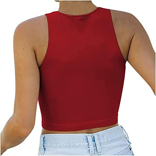 Crop Crop TOP za žene Ljetna majica s čvrstom bojom Slim Fit Sports Cami 2023 Trendi Dressy Yoga Sports Sports bez rukava bez rukava