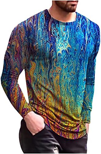 Badhub muškarci majice u stilu kravata hipster hip-hop Preveliki vrhovi dugih rukava casual šarene grafičke majice uzorka pulover