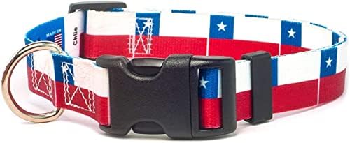 Čile ovratnik za pse | Čile zastava | Kopča za brzo oslobađanje | Napravljeno u NJ, SAD | Za srednje pse | Širok 3/4 inča