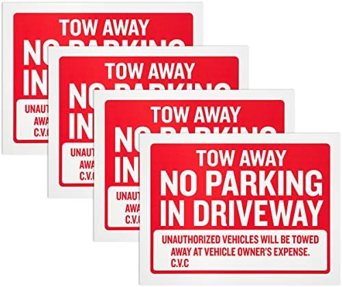 Nema parkiranja na prilaznim znakovima - vuče se, crveno -bijelo, visoka vidljivost, vodootporna fleksibilna plastika, 9 x 12 inča,