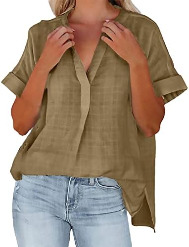 Ženski ljetni kratki rukavi tanki v bluza bluza ležerna tunika gornja ženska osoba plus vrhovi i bluze