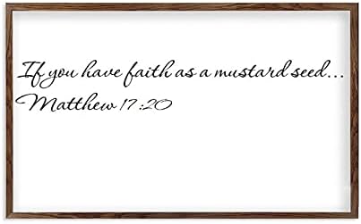 PIMINI WOOD ZNAČAJ UČENJENJE FARMHOUSE OBITELJI ZIDNI UMJETNICA MATTHEW 17:20 Ako imate vjeru kao sjeme senfa White-C11 Inspiracijski
