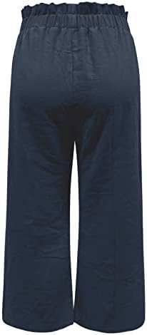 Visoke hlače dame prozračne čvrste vanjske hlače za ravne noge Women Womens Summers Duge lagane hlače