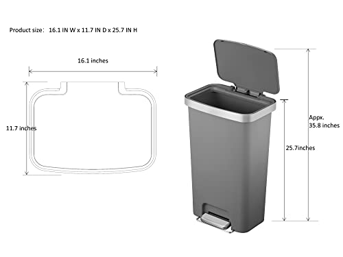 RGGI 11.9 galona kanta za smeće, plastični korak na kuhinjskoj kanti, crno