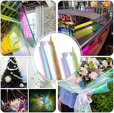 Nuobesty poklon omota 24 x 393 inča iridescentni film Cellophane Wrap Papir Cvijet Omotavanje plastičnog papira za omatanje poklona