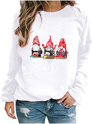 Žene božićne rune košulje dugi rukav smiješni Santa gnome grafičke dukseve praznike casual crewneck pulover
