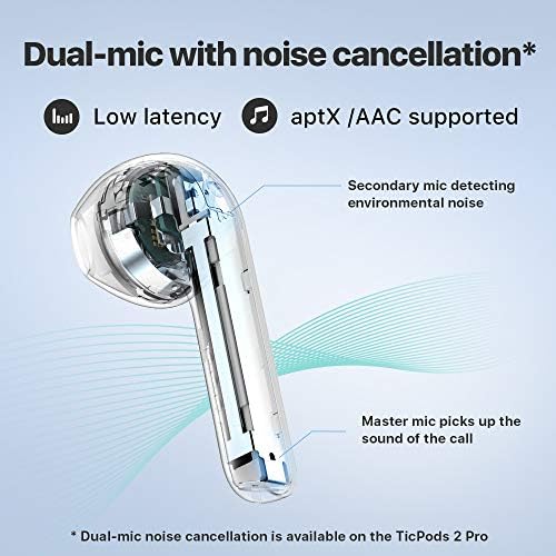 TicPods 2 Pro True bežični uši TWS Earbud Bluetooth 5.0 Slušalice s dvostrukim mic polu-ušima glasovnim asistentima gesta glave geste