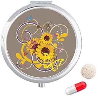 Biljka cvijet suncokreta ilustracija kutija za tablete džepna kutija za pohranu lijekova spremnik za doziranje