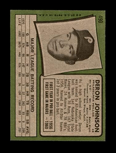 1971. Topps 490 Deron Johnson Philadelphia Phillies NM Phillies