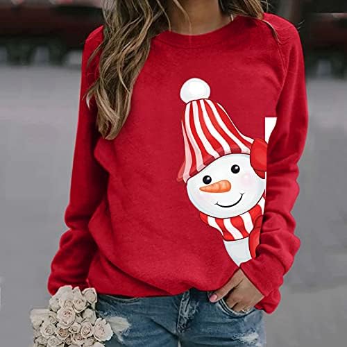 Labave žene uzročne dukseve božićne vrhove grafičke dukserice dugih rukava pulover xmas crewneck majica