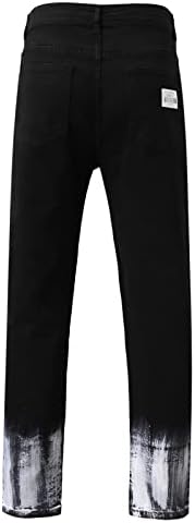 Hatop duge hlače za muškarce muški casual srednji struk vitke traperice hlače boje otisak zatvarača u džepu puna dužine hlače