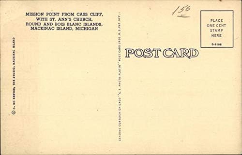 Mission Point S Cass Cliffa s Crkvom Svete Ane na otoku Mackinac, Michigan, Michigan, originalna Vintage razglednica