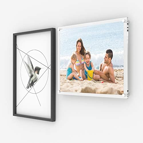 AITEE 11X14 Akrilni okvir za slike 4 pakiranja, bistri akrilni okvir za fotografije za zid, okvir bez okvira, moderni viseći prozirni