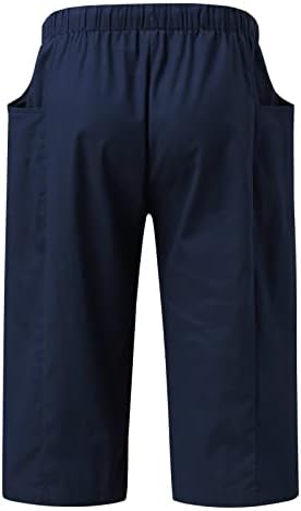 Harem hlače za muškarce, muške posteljine kratke hlače ispod koljena u džepu ljetne vučne trake Capri hlače za vježbanje trčanja u