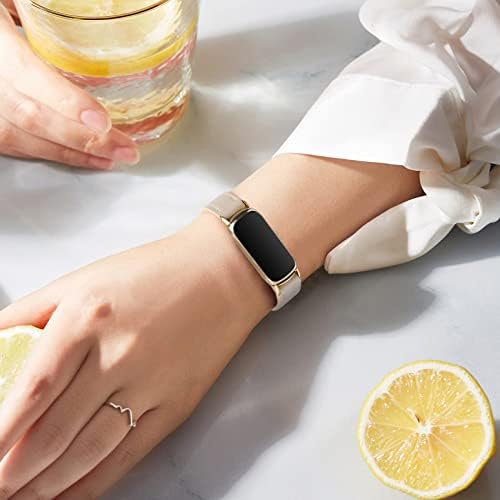 EverAct kompatibilan s Fitbit Luxe bendom, vitkim kožnim remenom Podesivi remen za zamjenu narukvice za Fitbit Luxe Smart Watch za
