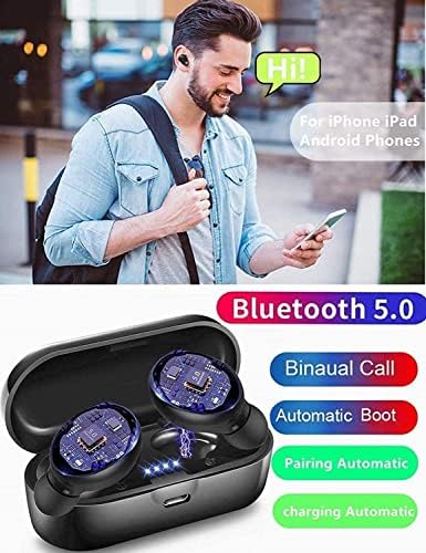 Hoseili 【2022New EditionBluetooth slušalice.Bluetooth 5.0 Bežične slušalice u uši stereo zvučni mikrofon Mini bežični uši s slušalicama