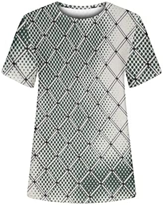 Ženski blok u boji s kratkim rukavima pulover vrhovi posada vrat casual geometrijski otisnuti udoban labavi fit majice