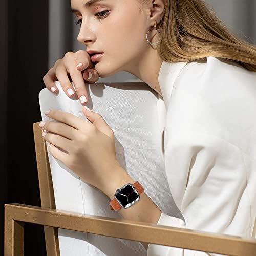 ICARE Luksuzni originalni ravni zrna od kože Apple Watch Wressband -USUI SVE APPLETSE = SERIJA 8 7 SE 6 5 4 3 2 1- Kompatibilno s IWATCH
