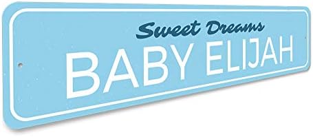 Slatki snovi za bebe, prilagođeni dekor imena novorođenčeta, bebe dobrodošli kućni znak, aluminijski dekor rasadnika - 9 x 36