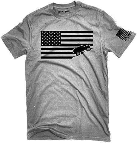 Američka zastava Offroad majica Ash siva napravljena u majici u SAD-u savršena za vlasnike 4x4