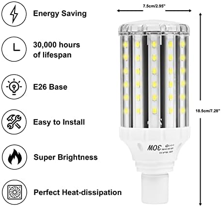 LED kukuruzna žarulja od 30 vata 926 ekvivalentna LED žarulji od 240 vata, 3000 lumena Super svijetla 3000 K toplo svjetlo kukuruznih
