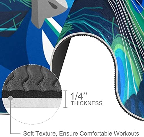 Debela Protuklizna prostirka za vježbanje i fitness 1/4 s paunovim plavim pozadinskim printom za jogu, pilates i podnu kondiciju
