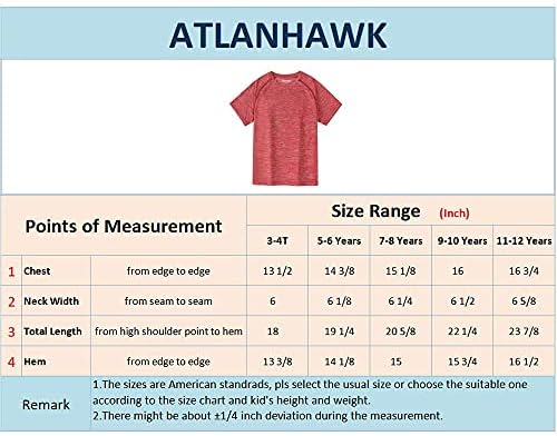 Atlanhawk Kids Crewneck Atletske majice kratki rukavi suhi košulje za trčanje za dječake i djevojčice 3-12 godina
