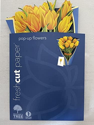 Pop-up kartice od svježe rezanog papira Žuti tulipani 12-inčni buket cvijeća u prirodnoj veličini 3-inčni pop-up papirnati cvijet uskrsne