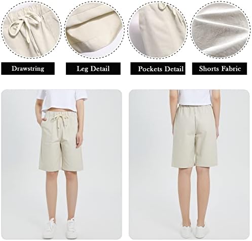 MSMSSE ženske ležerne elastične elastične dužine koljena Bermude kratke hlače s izvlačenjem
