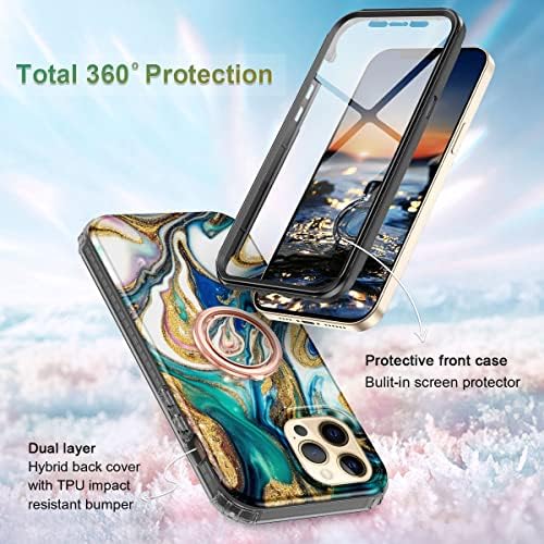 Btscase za iPhone 12 Pro Max kućište 6,7 inča, ugrađeni zaštitnik zaslona s nosačem držača za prstena od 360 °, dvookom dvoboja s dvobojem,