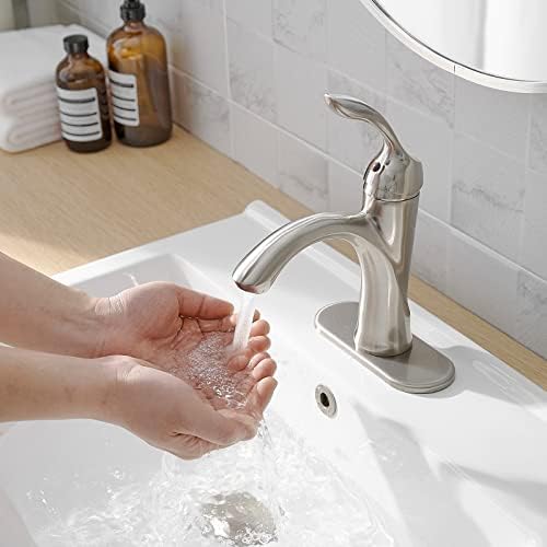 Bathlavish slavina za kupaonicu brušeni nikl s jednim ručicom jedna rupa ispraznost satenskog sudopera s pop up odvodnim montažnim