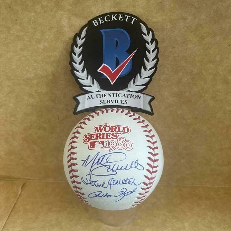Mike Schmidt Steve Carlton Pete Rose potpisao je Auto 1980 World Series Baseball MLB - Autografirani bejzbol