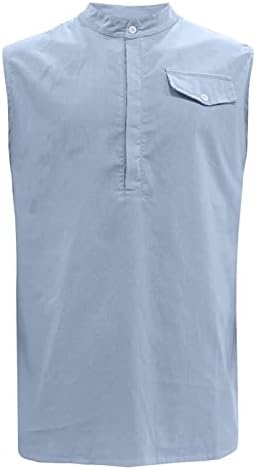 Muška pamučna posteljina prsluka bez rukava V vrat TOPS Ljetna plaža gumb odsječena prsluci za vježbanje u teretani košulja