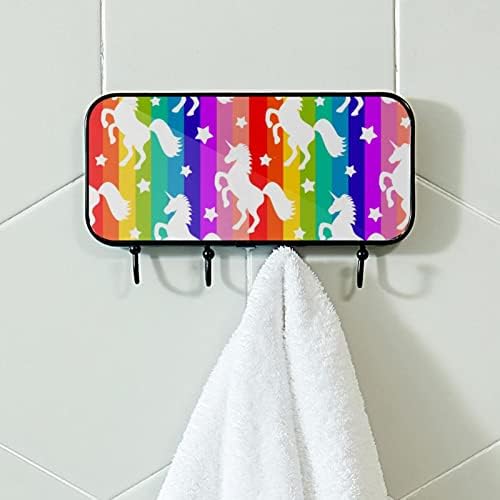 Unicorn Rainbow print kaput stalak za zid, ulazni kaput s 4 kuka za kaput za kaput ručnika za ručnike haljine u kupaonici ulaz u dnevni