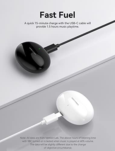 VENTION TRUE BEDINE Earbuds-Bluetooth 5.3 TWS Udarci za uklanjanje buke s futrolom za punjenje u uhu IPX5 vodootporne sportske slušalice