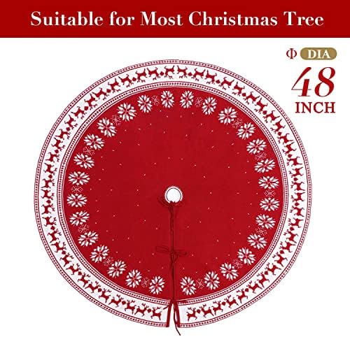 Souarts snop Crveni božićni vijenac + 48 inča suknja božićno drvce, 2021. Pletene suknje za božićno drvce, ukrasi ukrasi za odmor božićna