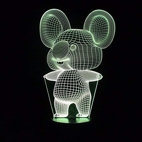 Jinnwell 3d koala životinjska noćna lampica iluzija iluzija noćna svjetlost 7 boja za promjenu dodira prekidač stol za stol za dekoraciju