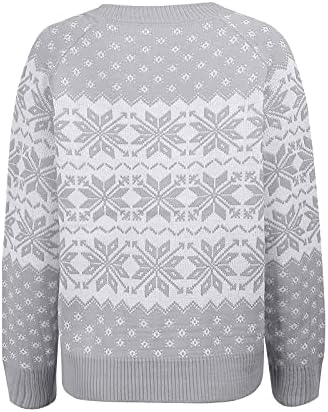 YMOSRH Ženski džemperi za vježbanje modno slobodno vrijeme božićni dugi rukavi pleteni okrugli vratni džemper vrh