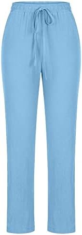Amikadom teen djevojke lanene hlače povremene hlače za žene ravno nogu osnovna jesenska ljetna hlača odjeća vd