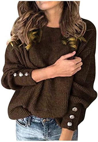 YMOSRH Ženski džemperi Cardigan Fashion Moda Solid Color Pulover okrugli vrat Topli džemper dugih rukava debeli