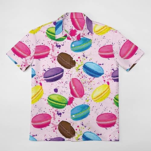 Šareni francuski makaronski kolačići muške košulje kratki rukavi v vrat grafički majice- dolje na plaži majice